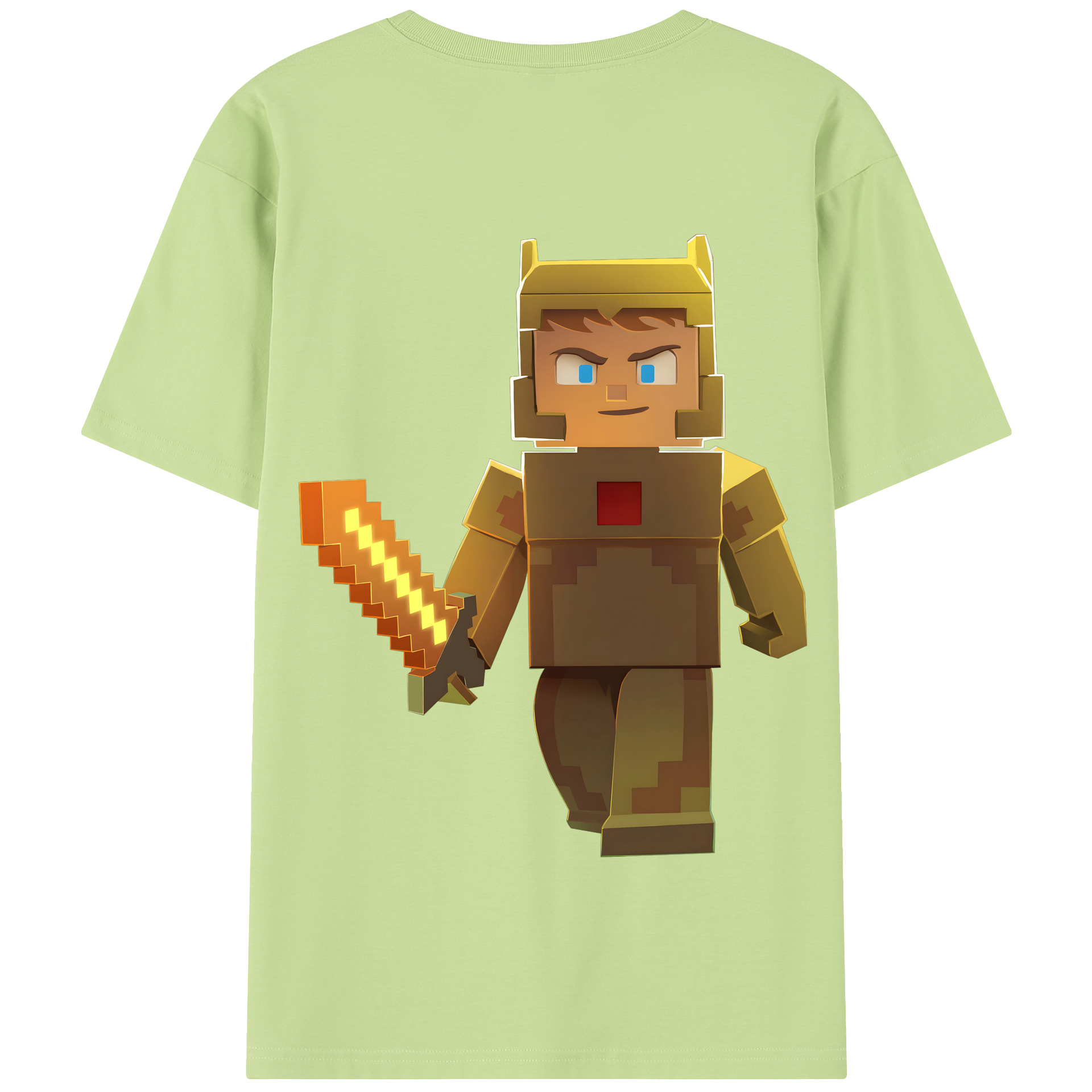 （画像用） マインクラフト ブロックの世界 Minecraft MC Block world 綿100％半袖Tシャツ（背面プリント）